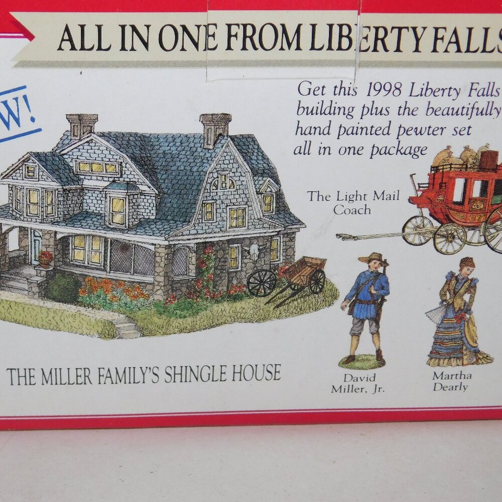 Vintage Liberty Falls Miller Family's Shingle House All In One Set Figures 1998
